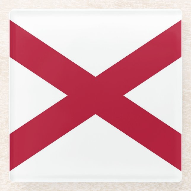 Untersetzer aus Glas mit der Flagge von Alabama, U (Vorderseite)