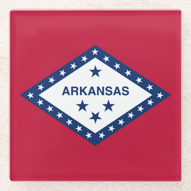 Untersetzer aus Glas mit der Flagge von Arkansas,  (Vorderseite)
