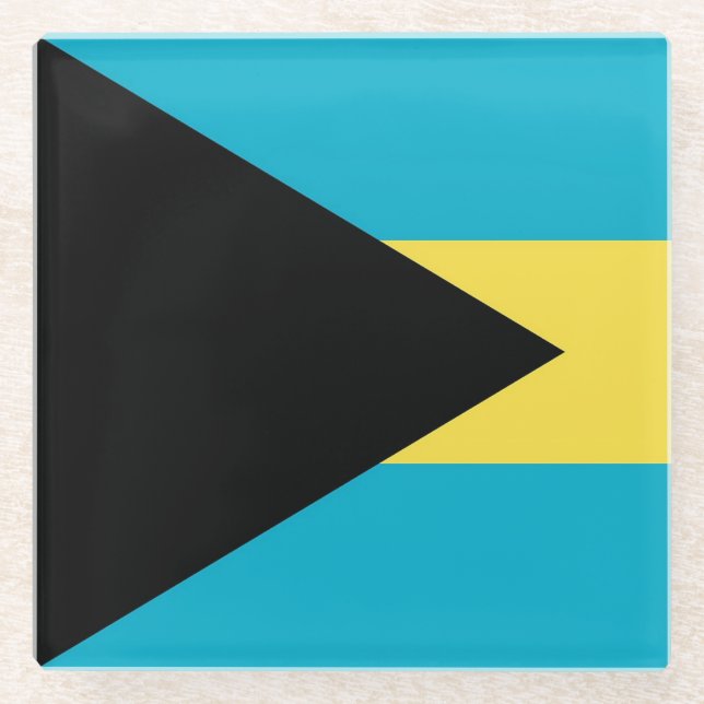Untersetzer aus Glas mit der Flagge von Bahamas (Vorderseite)