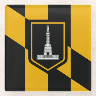 Untersetzer aus Glas mit der Flagge von Baltimore 