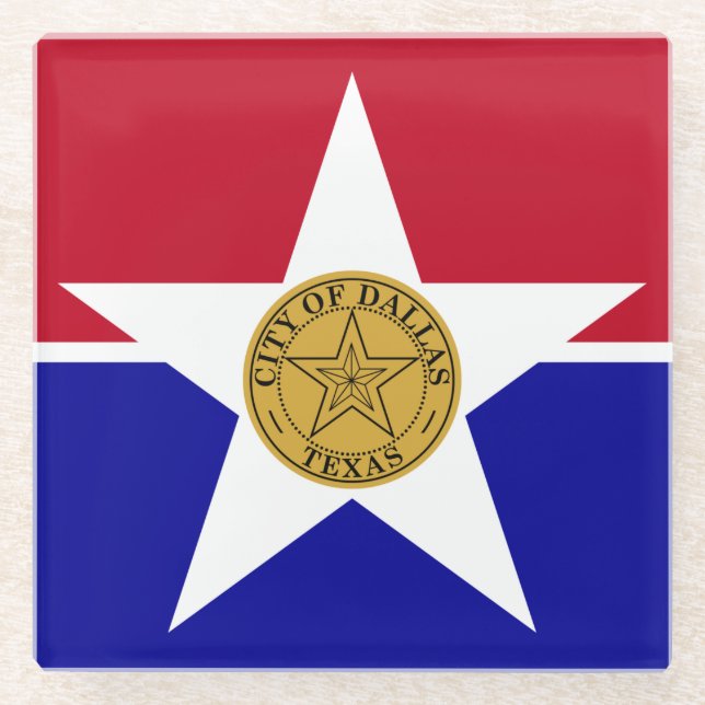 Untersetzer aus Glas mit der Flagge von Dallas, US (Vorderseite)