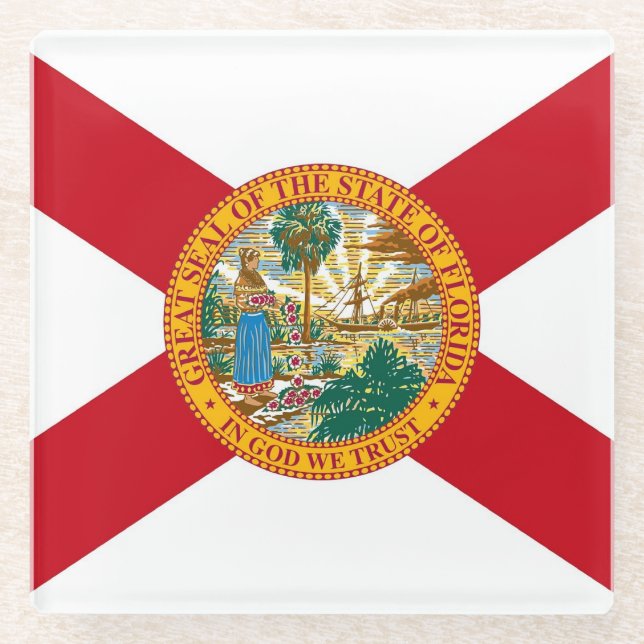 Untersetzer aus Glas mit der Flagge von Florida, U (Vorderseite)