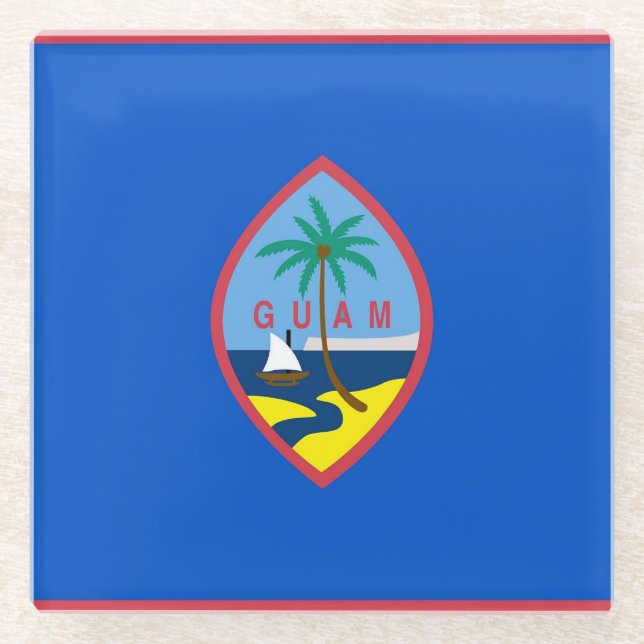 Untersetzer aus Glas mit der Flagge von Guam, USA (Vorderseite)