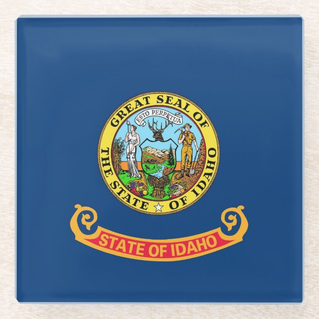 Untersetzer aus Glas mit der Flagge von Idaho, USA (Vorderseite)