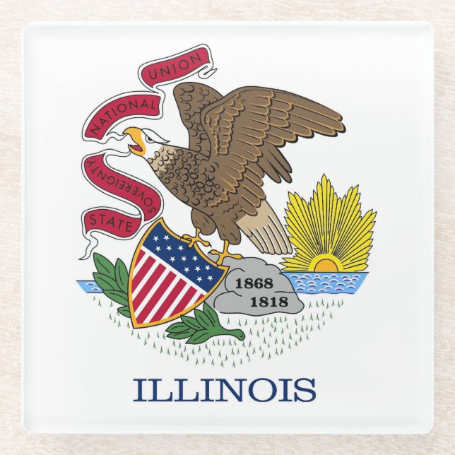 Untersetzer aus Glas mit der Flagge von Illinois,  (Vorderseite)