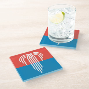 Untersetzer aus Glas mit der Flagge von Kansas Cit