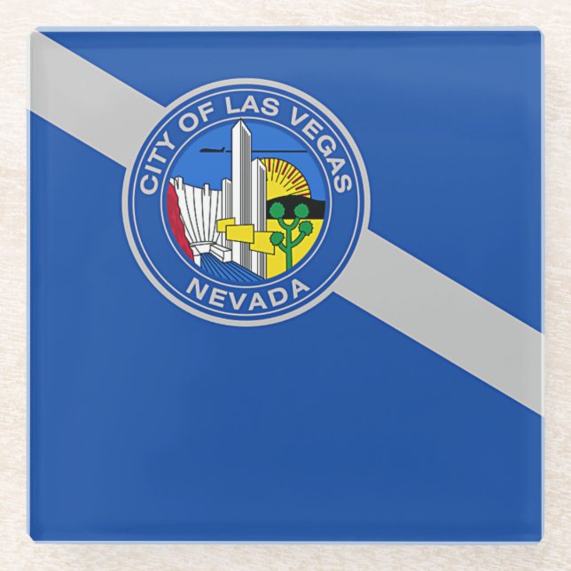 Untersetzer aus Glas mit der Flagge von Las Vegas, (Vorderseite)
