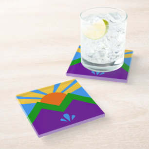 Untersetzer aus Glas mit der Flagge von Manitou Sp