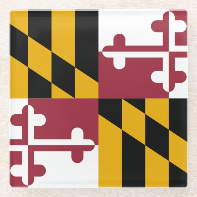 Untersetzer aus Glas mit der Flagge von Maryland,  (Vorderseite)