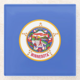 Untersetzer aus Glas mit der Flagge von Minnesota,