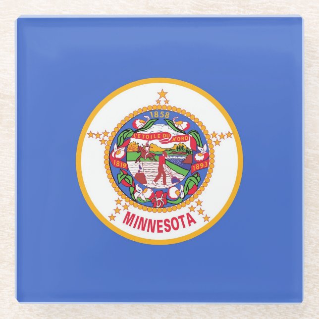 Untersetzer aus Glas mit der Flagge von Minnesota, (Vorderseite)