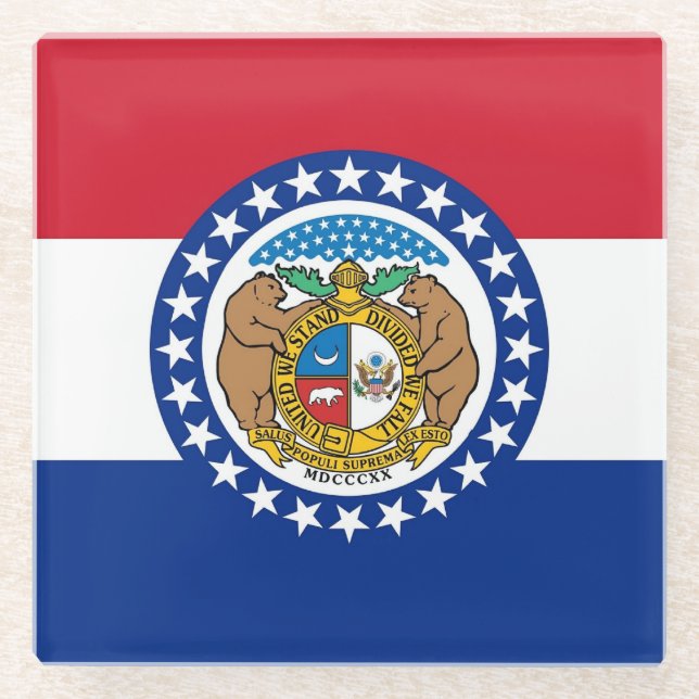 Untersetzer aus Glas mit der Flagge von Missouri,  (Vorderseite)