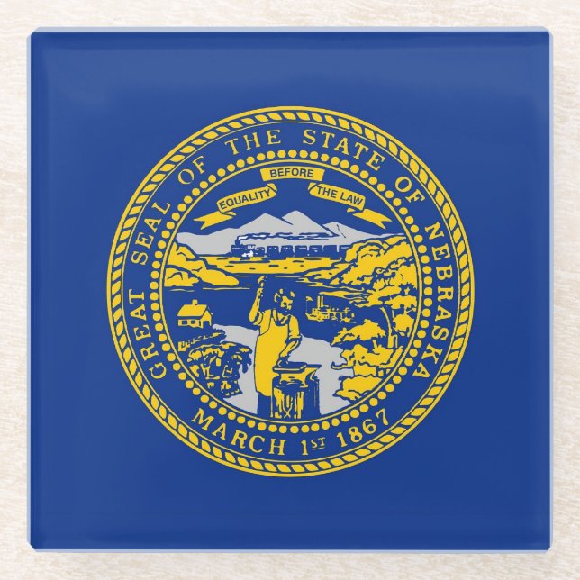 Untersetzer aus Glas mit der Flagge von Nebraska,  (Vorderseite)