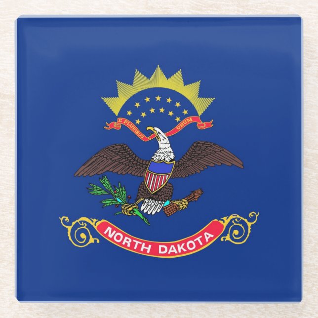 Untersetzer aus Glas mit der Flagge von North Dako (Vorderseite)