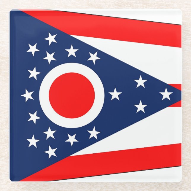 Untersetzer aus Glas mit der Flagge von Ohio Staat (Vorderseite)