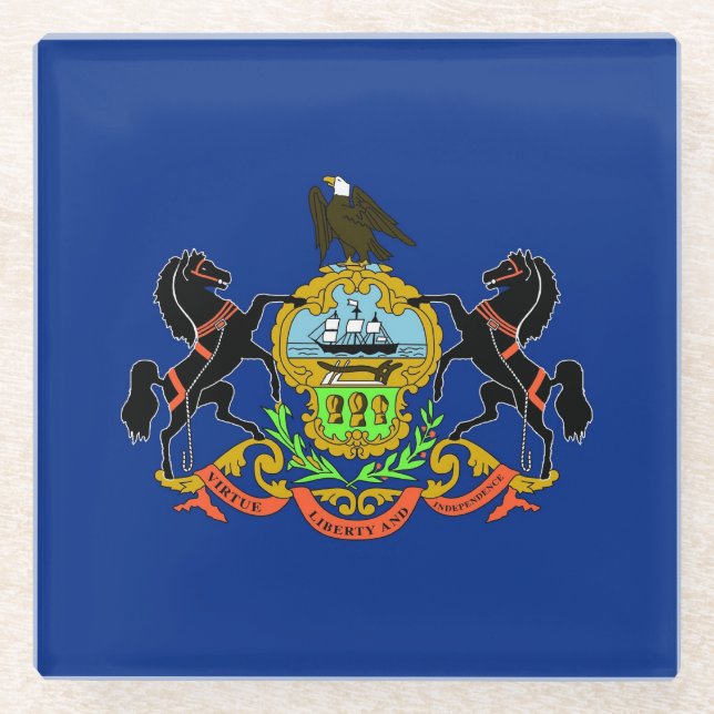 Untersetzer aus Glas mit der Flagge von Pennsylvan (Vorderseite)