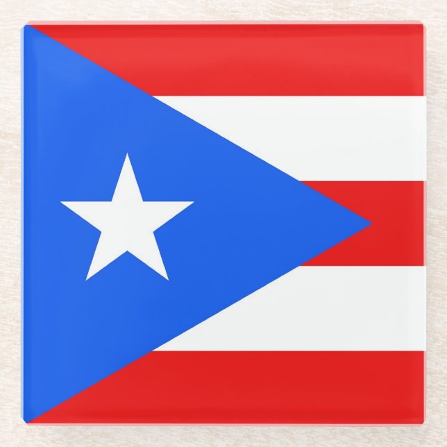 Untersetzer aus Glas mit der Flagge von Puerto Ric (Vorderseite)