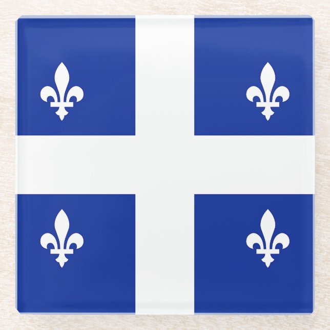 Untersetzer aus Glas mit der Flagge von Quebec, Ka (Vorderseite)