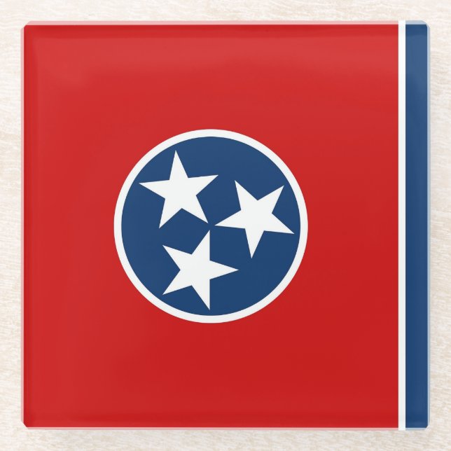 Untersetzer aus Glas mit der Flagge von Tennessee, (Vorderseite)