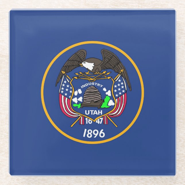 Untersetzer aus Glas mit der Flagge von Utah Staat (Vorderseite)
