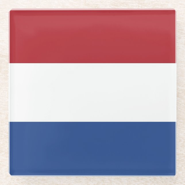 Untersetzer aus Glas mit der niederländischen Flag (Vorderseite)