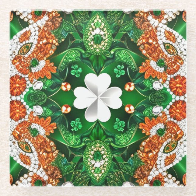 Untersetzer aus Glas mit irischen Farben (Vorderseite)