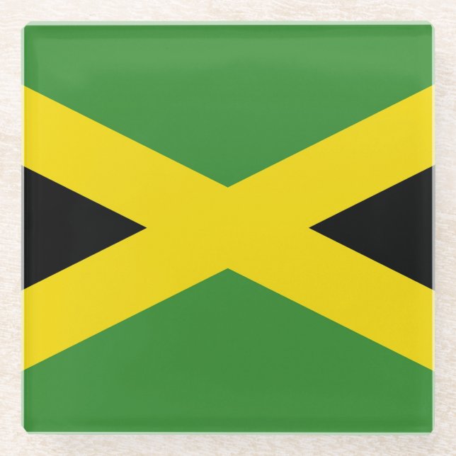 Untersetzer aus Glas mit jamaikanischer Flagge (Vorderseite)