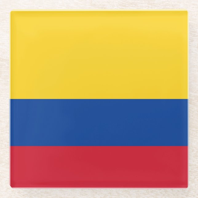 Untersetzer aus Glas mit kolumbianischer Flagge (Vorderseite)