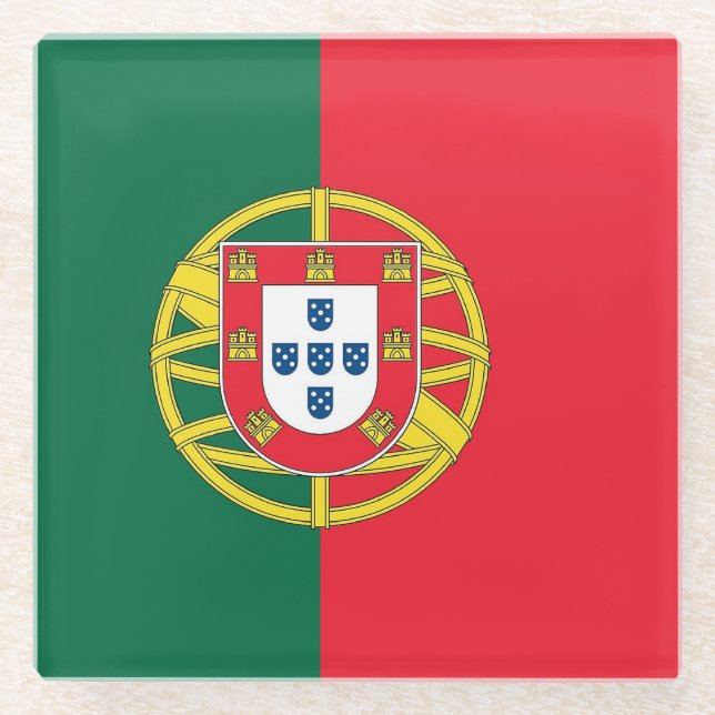 Untersetzer aus Glas mit portugiesischer Flagge (Vorderseite)