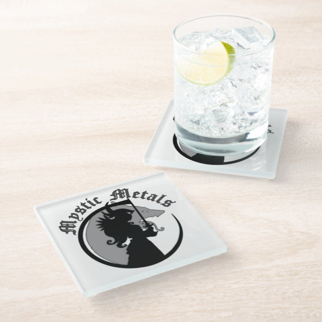 Untersetzer aus Glas - Mystische Metalle (Schrägansicht)