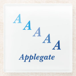 Untersetzer aus Glas - Name und Buchstaben (blau)