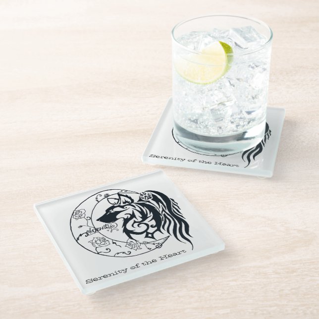 Untersetzer aus Glas - Serenityofthe Herz (Schrägansicht)