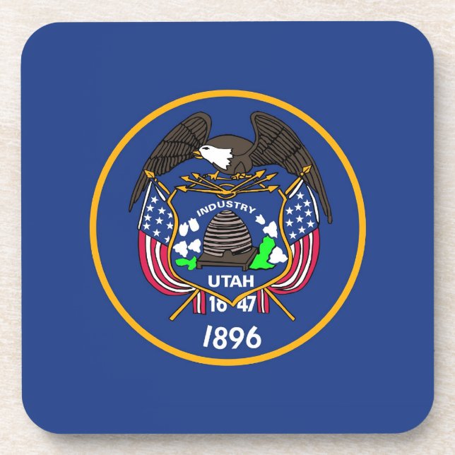 Untersetzer aus hartem Kunststoff mit Utah-Flagge (Vorderseite)