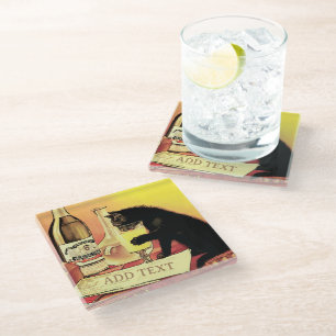 Untersetzer aus Katzenglas und Weinglas