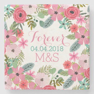 Untersetzer aus personalisiertem Marmor Hochzeit