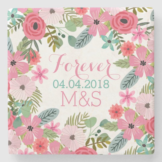 Untersetzer aus personalisiertem Marmor Hochzeit (Vorderseite)