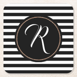 Untersetzer aus Schwarz und Weiß und Monogramm