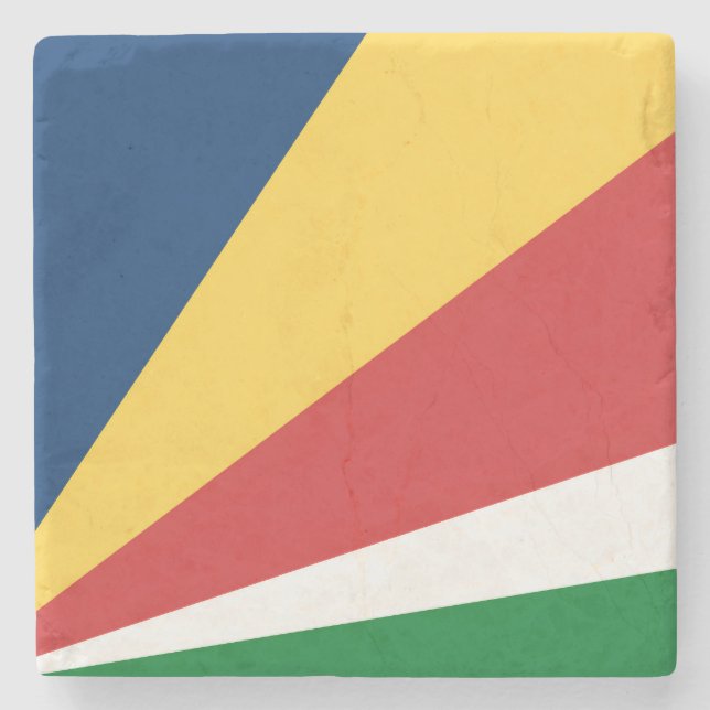 Untersetzer aus Stein mit den Seychellen-Farben (Vorderseite)