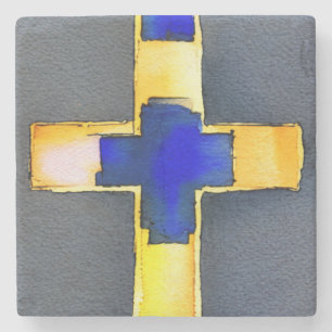 Untersetzer aus weißem und blauem Marmorkreuz