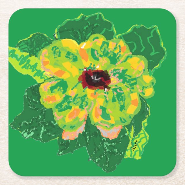 Untersetzer: Black Mit Augen Susan Vine Blume Rechteckiger Pappuntersetzer (Vorderseite)