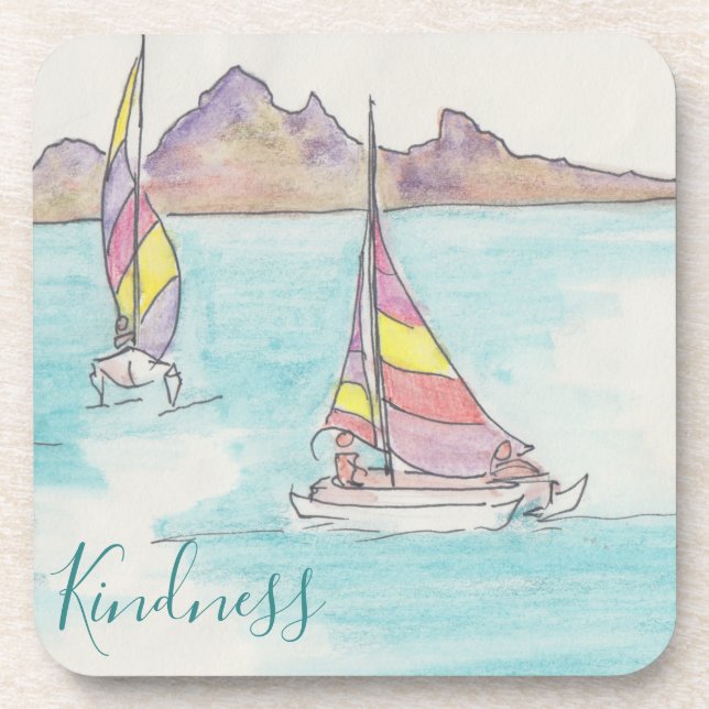 Untersetzer "Boats Fiji Watercolor" (Vorderseite)