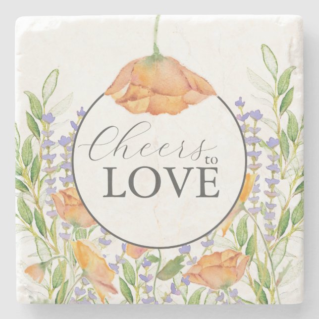 Untersetzer Cheers Wildblume Hochzeitthema (Vorderseite)