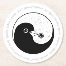 Untersetzer der WEDPARTY. b/w YinYang-Tauben