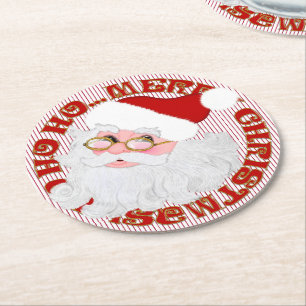 Untersetzer des PARTY Santa Face Circle Red Stripe