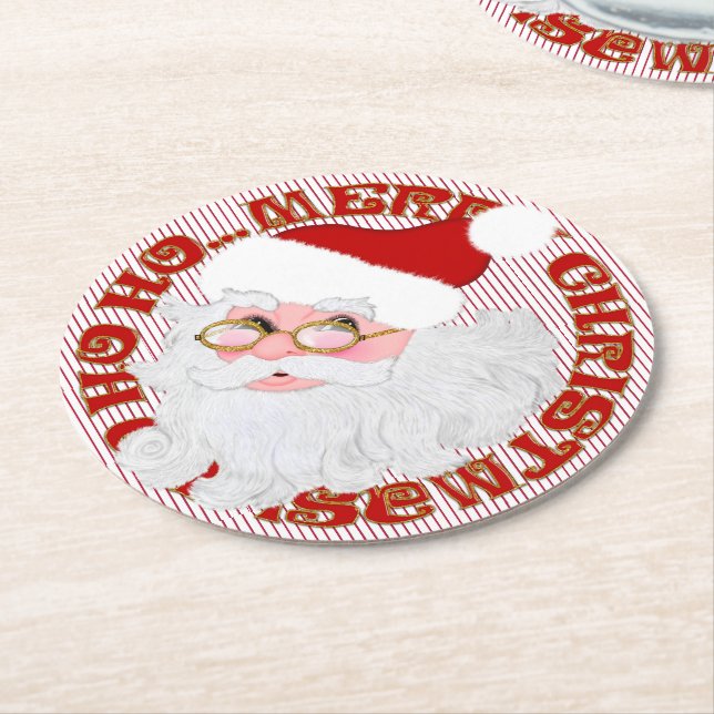 Untersetzer des PARTY Santa Face Circle Red Stripe (Angewinkelt)