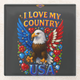 Untersetzer-Design: Ich liebe mein Land - USA Glasuntersetzer