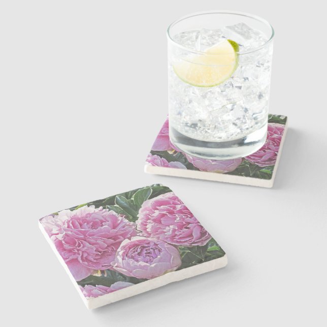 Untersetzer "DREI PINK PEONIES" (Seitenansicht)