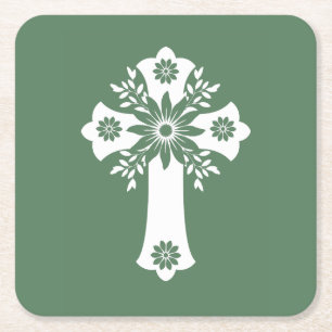 Untersetzer Floral Cross Fern Green