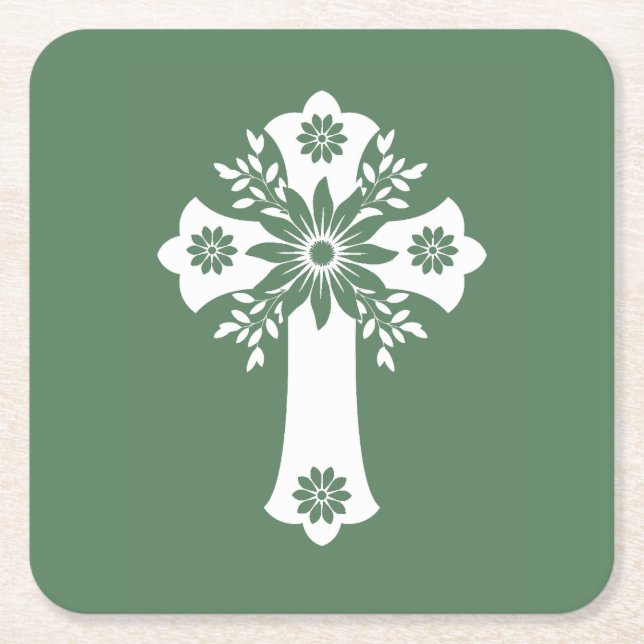 Untersetzer Floral Cross Fern Green (Vorderseite)