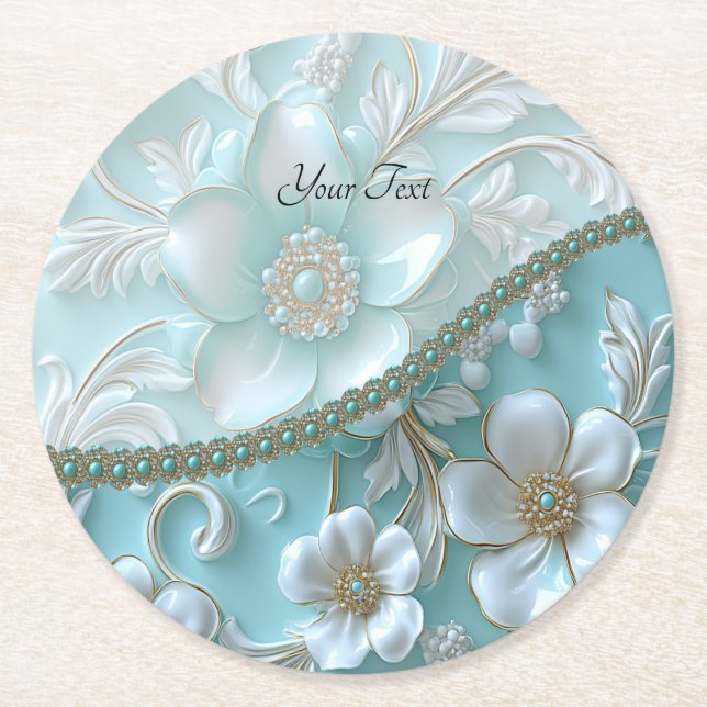 Untersetzer für aquamarines Weißblätterpapier (Vorderseite)